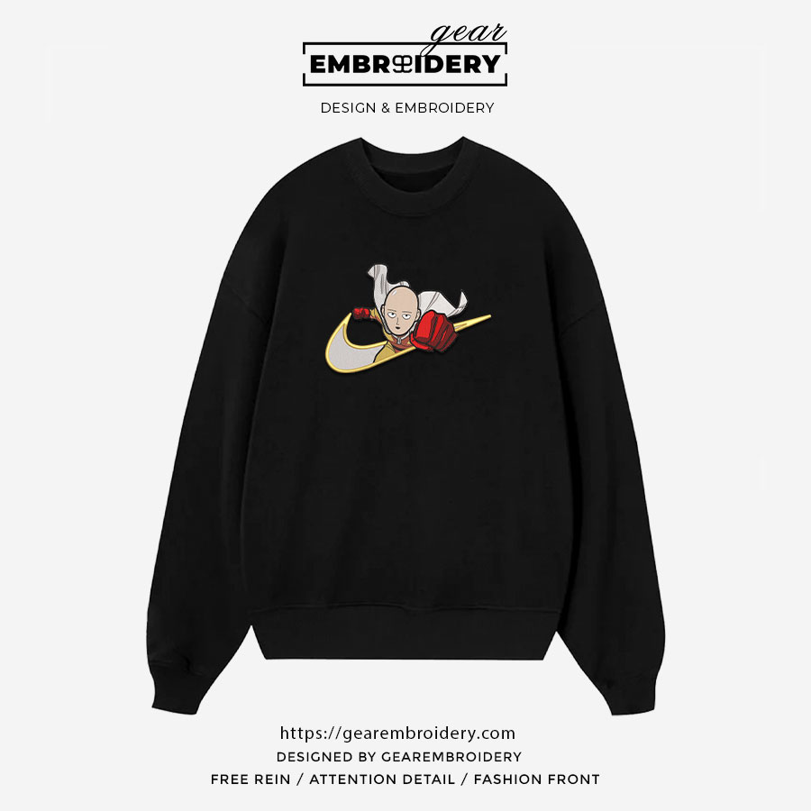 Saitama swoosh nike One Punch Man Anime Embroidered Design Personalized Embroidered T Shirt Sweatshirt Hoodie Clothing OPM011