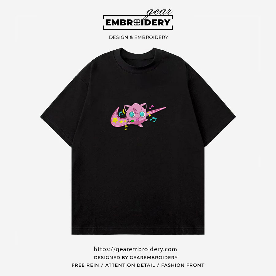 Jigglypuff swoosh nike Pokemon Anime Embroidered Design Personalized Embroidered T Shirt Sweatshirt Hoodie Clothing PKM029