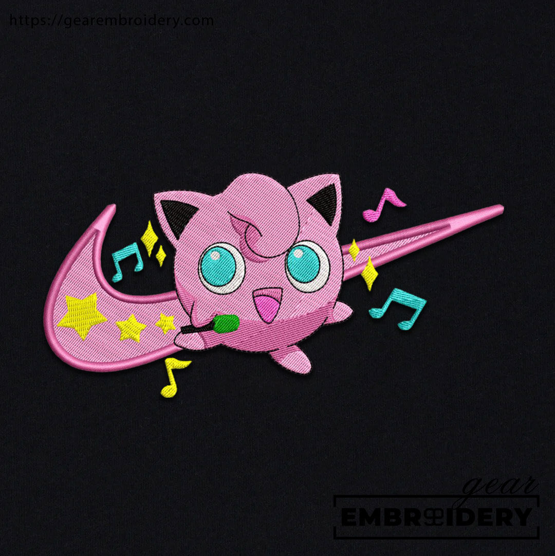 Jigglypuff swoosh nike Pokemon Anime Embroidered Design Personalized Embroidered T Shirt Sweatshirt Hoodie Clothing PKM029