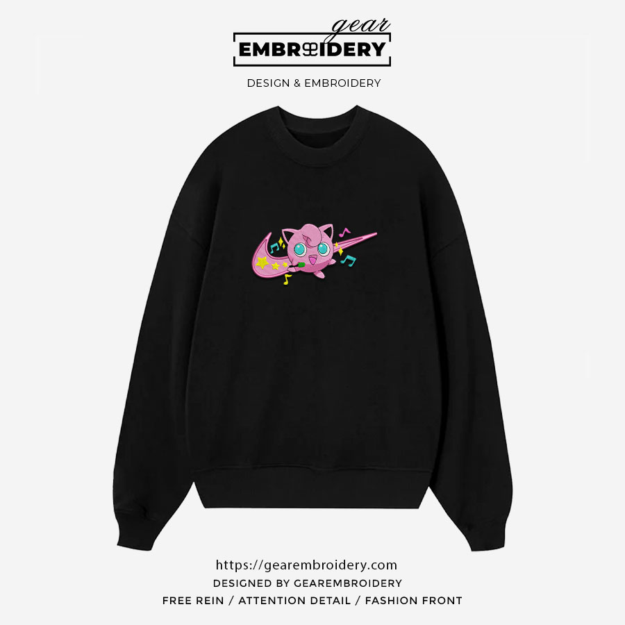 Jigglypuff swoosh nike Pokemon Anime Embroidered Design Personalized Embroidered T Shirt Sweatshirt Hoodie Clothing PKM029