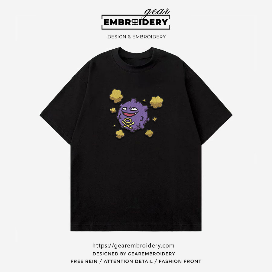 Koffing Pokemon Embroidered Design Personalized Embroidered T Shirt Sweatshirt Hoodie Clothing PKM031