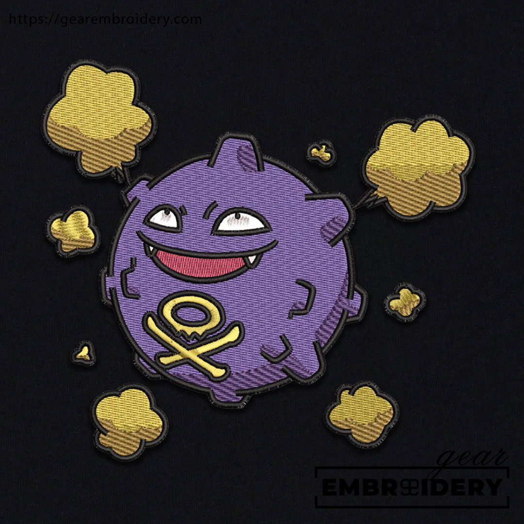 Koffing Pokemon Embroidered Design Personalized Embroidered T Shirt Sweatshirt Hoodie Clothing PKM031