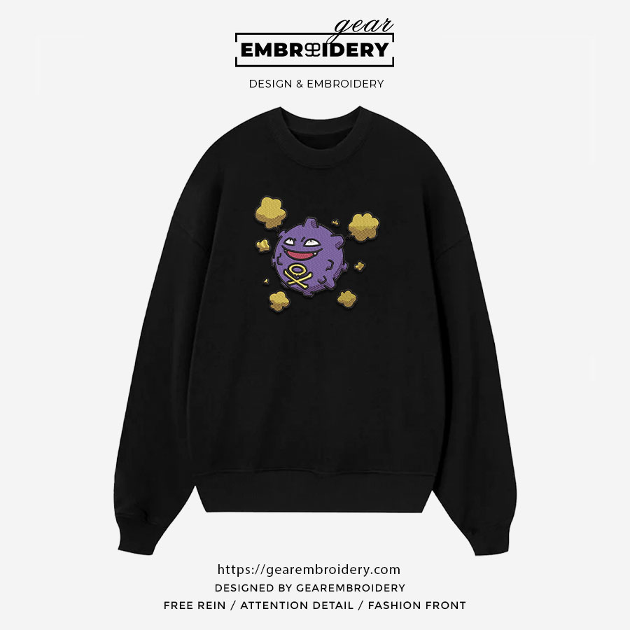 Koffing Pokemon Embroidered Design Personalized Embroidered T Shirt Sweatshirt Hoodie Clothing PKM031
