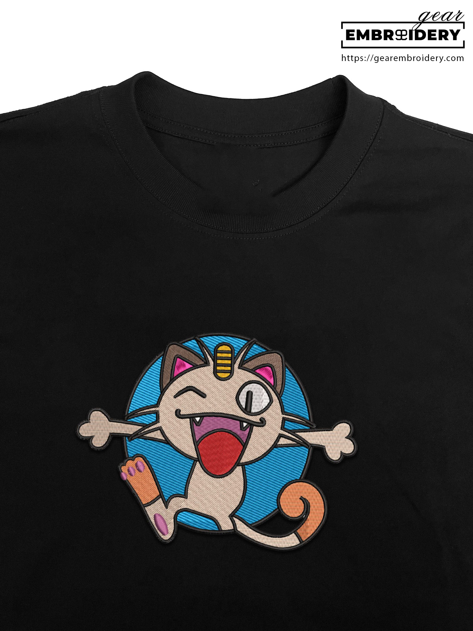 Meowth Pokemon Embroidered Design Personalized Embroidered T Shirt Sweatshirt Hoodie Clothing PKM033