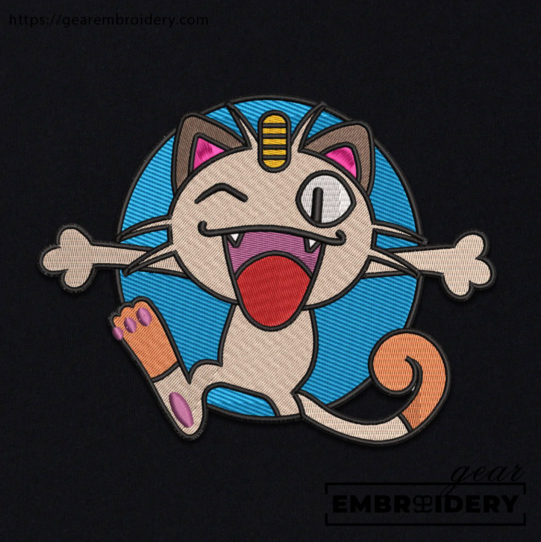 Meowth Pokemon Embroidered Design Personalized Embroidered T Shirt Sweatshirt Hoodie Clothing PKM033