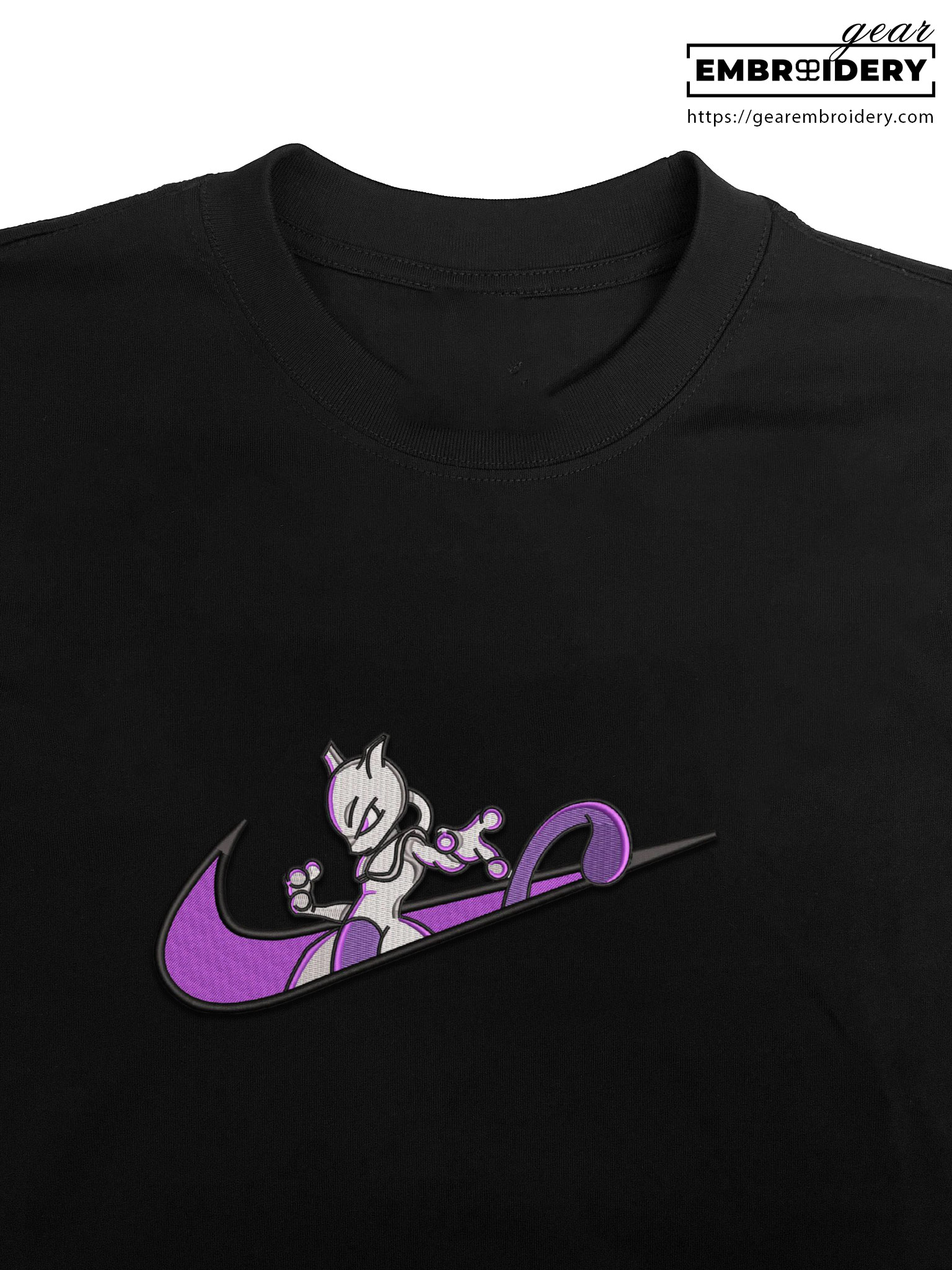 Mewtwo swoosh nike Pokemon Anime Embroidered Design Personalized Embroidered T Shirt Sweatshirt Hoodie Clothing PKM035
