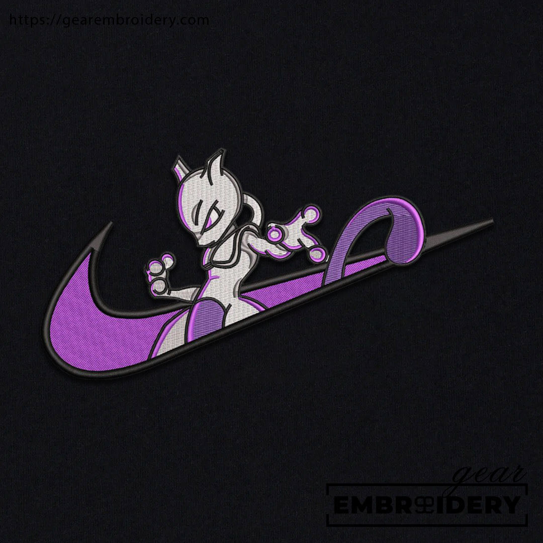 Mewtwo swoosh nike Pokemon Anime Embroidered Design Personalized Embroidered T Shirt Sweatshirt Hoodie Clothing PKM035