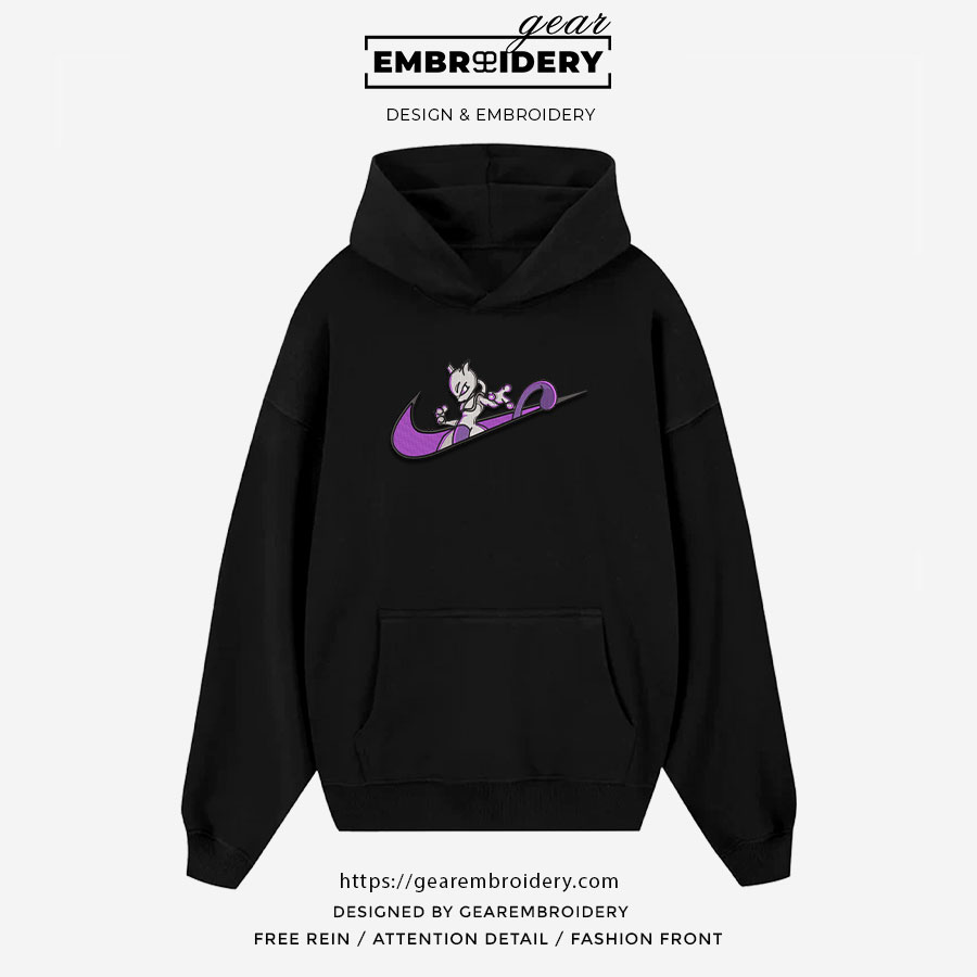 Mewtwo swoosh nike Pokemon Anime Embroidered Design Personalized Embroidered T Shirt Sweatshirt Hoodie Clothing PKM035