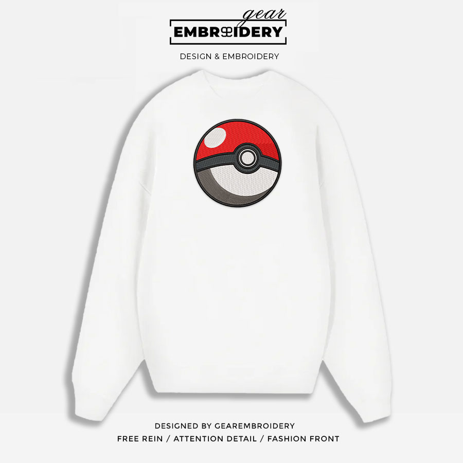 Pokeball Pokemon Embroidered Design Personalized Embroidered T Shirt Sweatshirt Hoodie Clothing PKM042