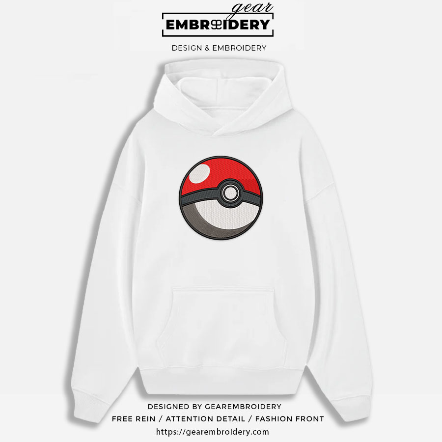 Pokeball Pokemon Embroidered Design Personalized Embroidered T Shirt Sweatshirt Hoodie Clothing PKM042