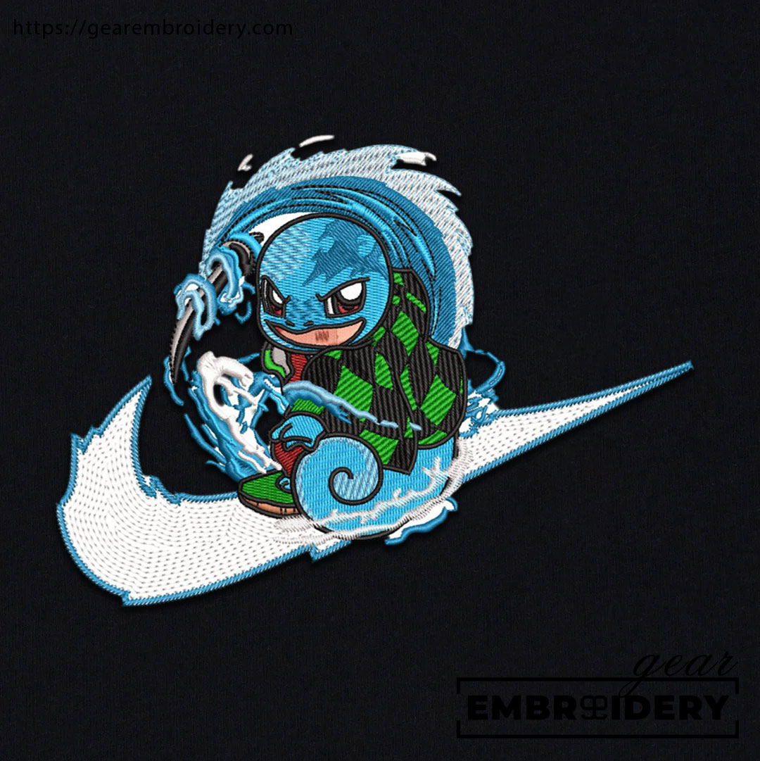 Squirtle swoosh nike Pokemon Anime Embroidered Design Personalized Embroidered T Shirt Sweatshirt Hoodie Clothing PKM052