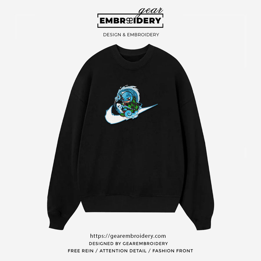 Squirtle swoosh nike Pokemon Anime Embroidered Design Personalized Embroidered T Shirt Sweatshirt Hoodie Clothing PKM052