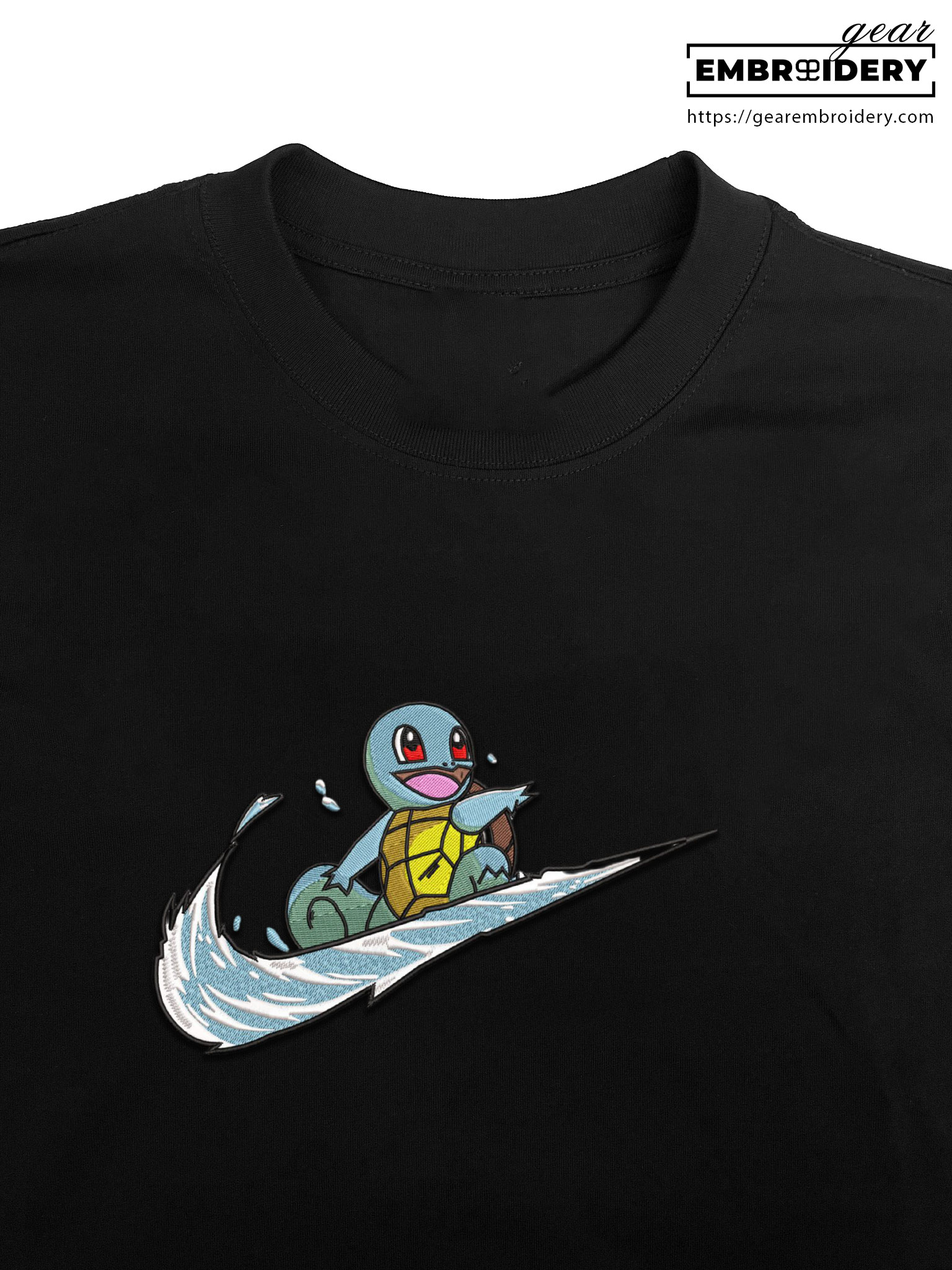 Squirtel swoosh nike Pokemon Anime Embroidered Design Personalized Embroidered T Shirt Sweatshirt Hoodie Clothing PKM050