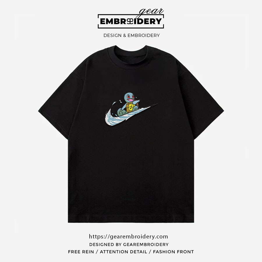 Squirtel swoosh nike Pokemon Anime Embroidered Design Personalized Embroidered T Shirt Sweatshirt Hoodie Clothing PKM050