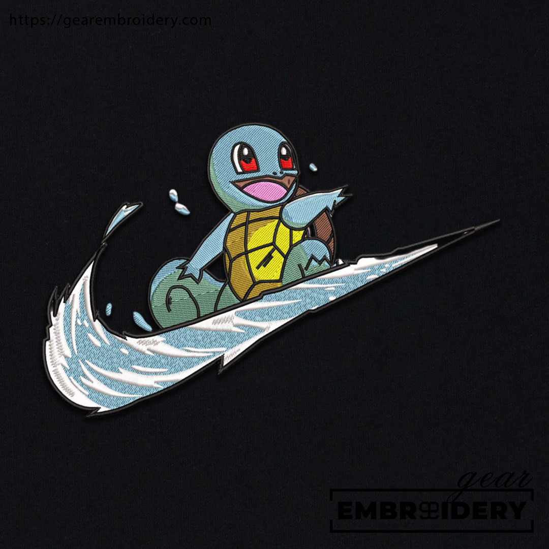 Squirtel swoosh nike Pokemon Anime Embroidered Design Personalized Embroidered T Shirt Sweatshirt Hoodie Clothing PKM050