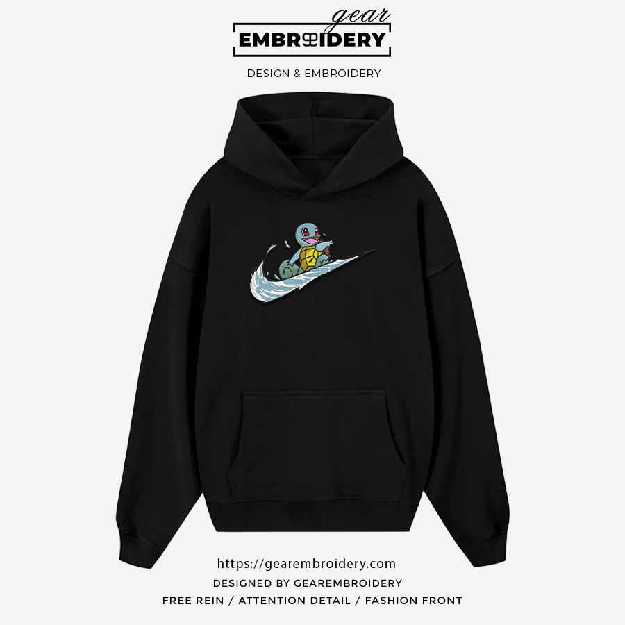 Squirtel swoosh nike Pokemon Anime Embroidered Design Personalized Embroidered T Shirt Sweatshirt Hoodie Clothing PKM050