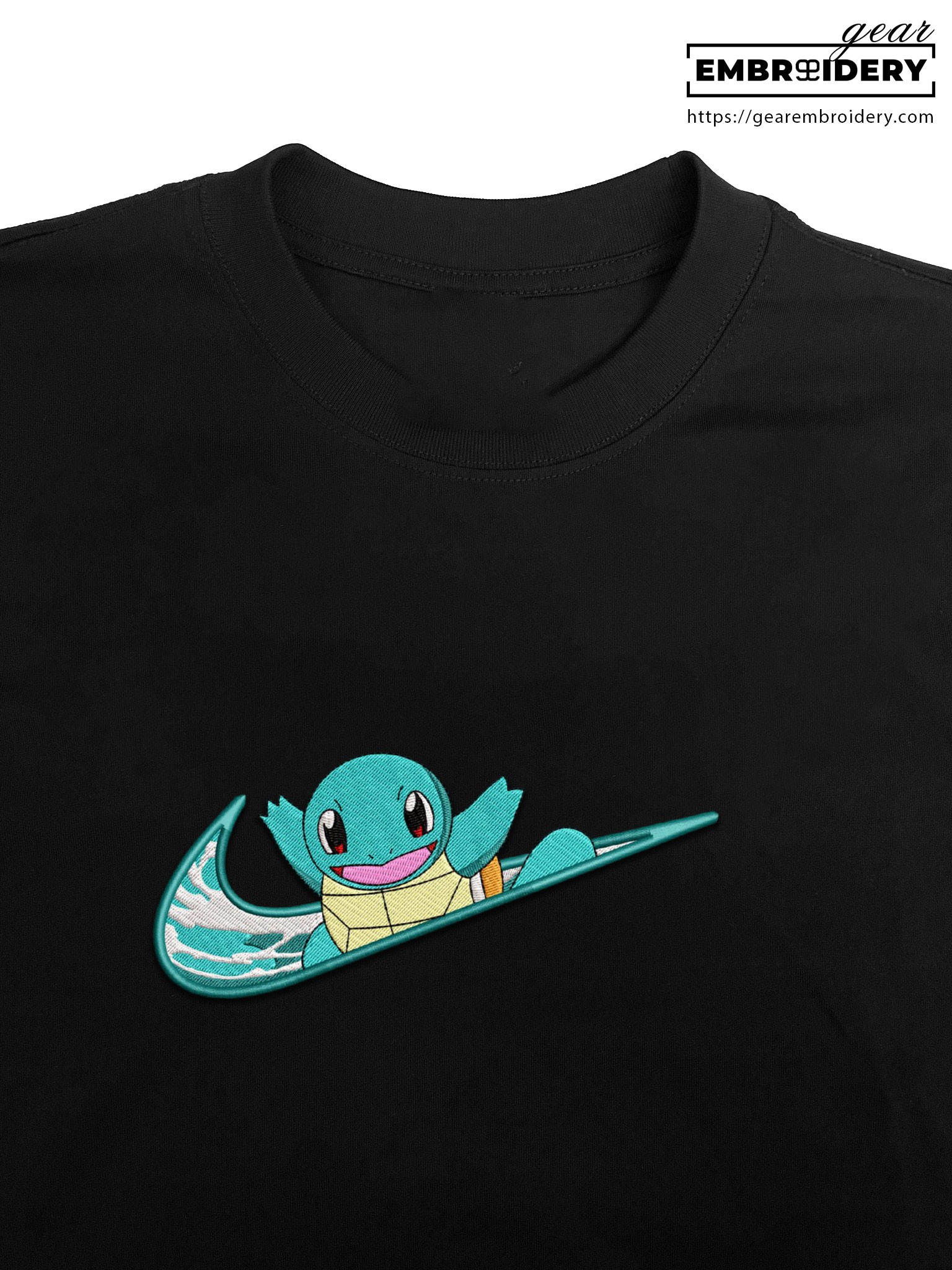 Squirtel swoosh nike Pokemon Anime Embroidered Design Personalized Embroidered T Shirt Sweatshirt Hoodie Clothing PKM049