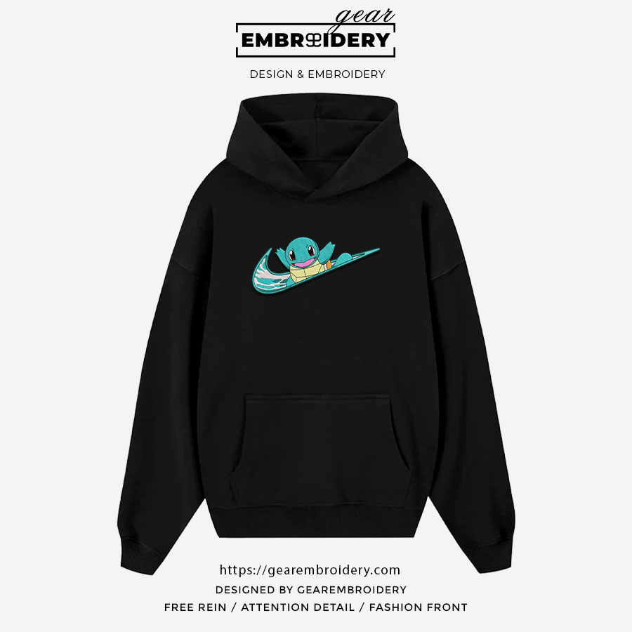 Squirtel swoosh nike Pokemon Anime Embroidered Design Personalized Embroidered T Shirt Sweatshirt Hoodie Clothing PKM049