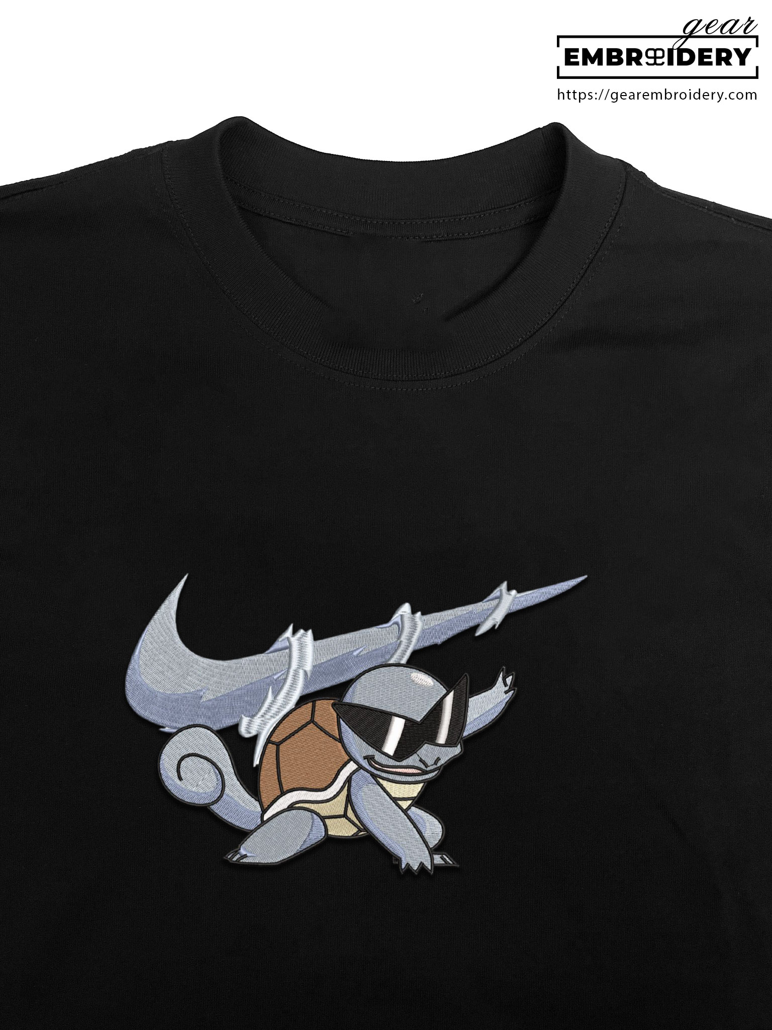 Squirtel swoosh nike Pokemon Anime Embroidered Design Personalized Embroidered T Shirt Sweatshirt Hoodie Clothing PKM048