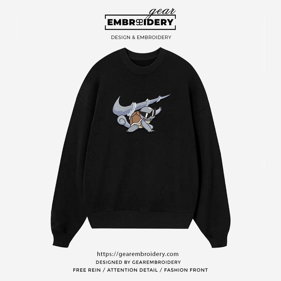Squirtel swoosh nike Pokemon Anime Embroidered Design Personalized Embroidered T Shirt Sweatshirt Hoodie Clothing PKM048