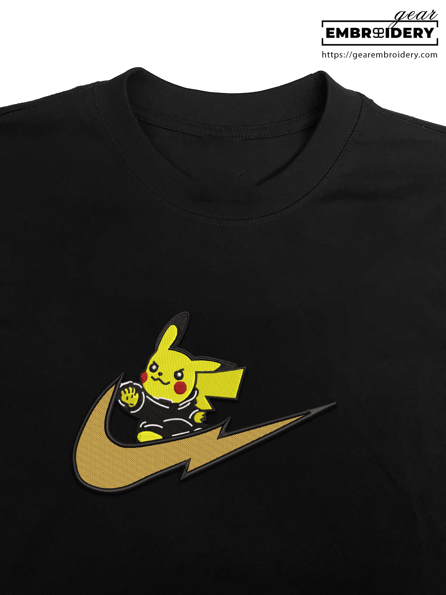 Pikachu swoosh nike Pokemon Anime Embroidered Design Personalized Embroidered T Shirt Sweatshirt Hoodie Clothing PKM040