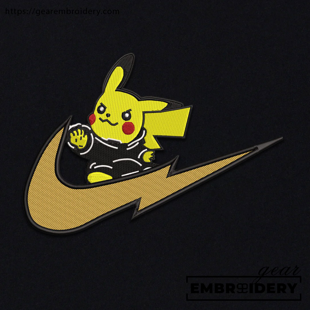 Pikachu swoosh nike Pokemon Anime Embroidered Design Personalized Embroidered T Shirt Sweatshirt Hoodie Clothing PKM040