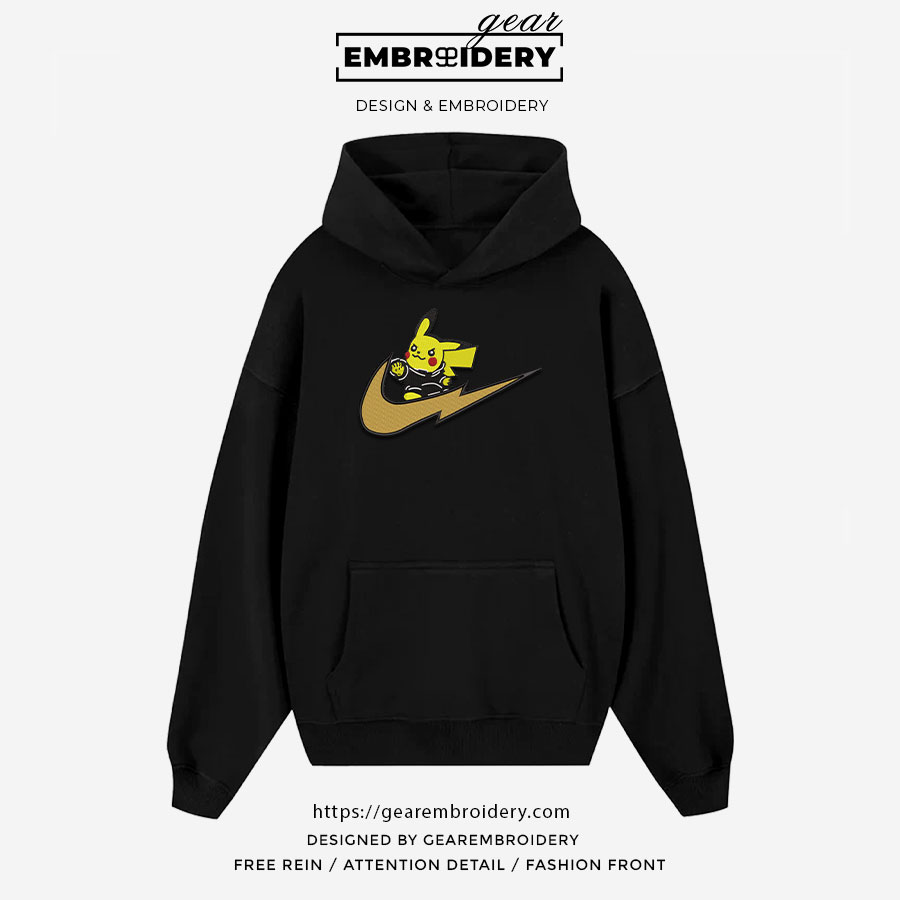 Pikachu swoosh nike Pokemon Anime Embroidered Design Personalized Embroidered T Shirt Sweatshirt Hoodie Clothing PKM040