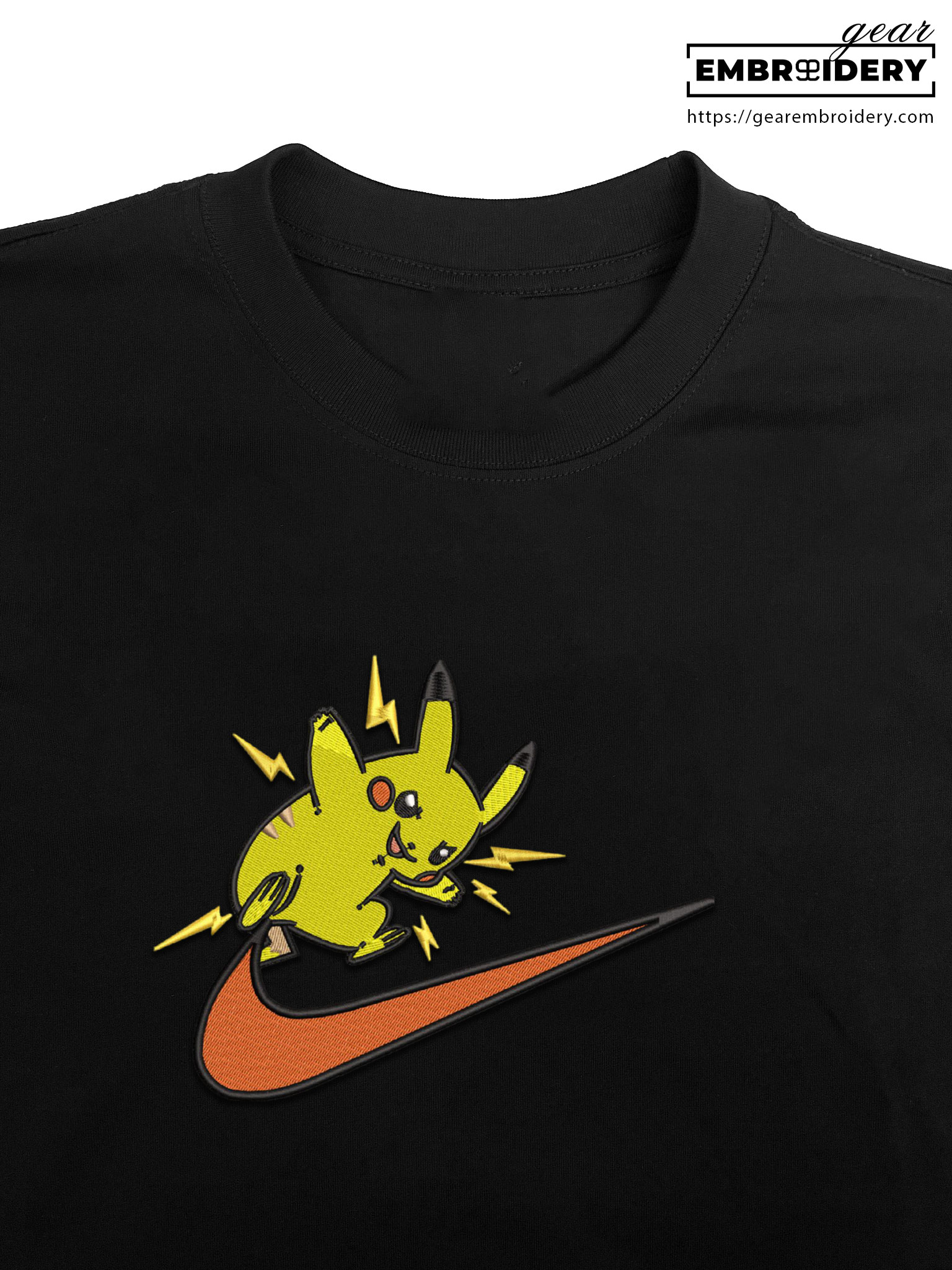 Pikachu swoosh nike Pokemon Anime Embroidered Design Personalized Embroidered T Shirt Sweatshirt Hoodie Clothing PKM041
