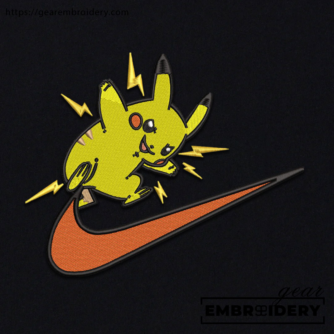 Pikachu swoosh nike Pokemon Anime Embroidered Design Personalized Embroidered T Shirt Sweatshirt Hoodie Clothing PKM041