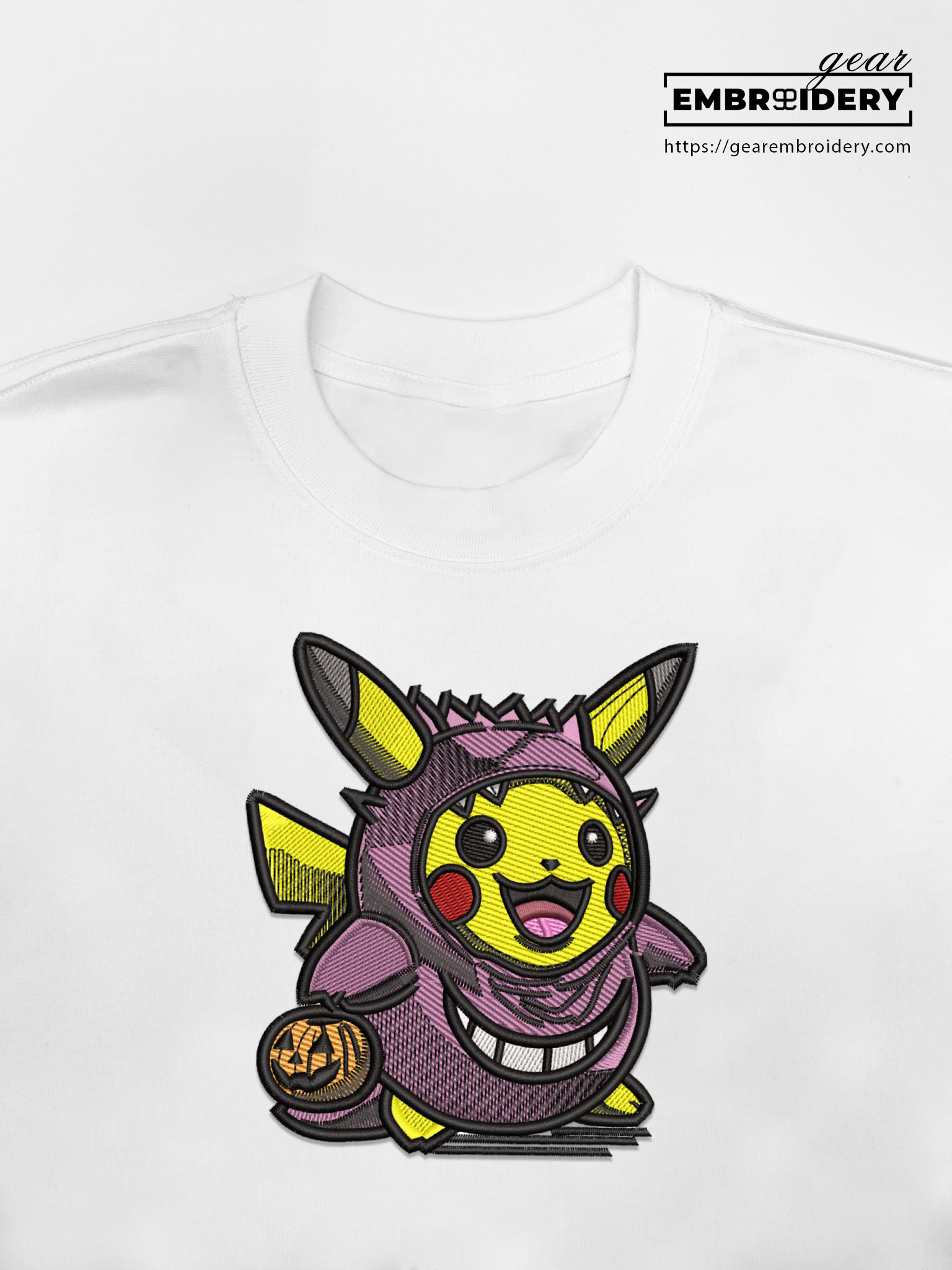 Pikachu haloween Pokemon Embroidered Design Personalized Embroidered T Shirt Sweatshirt Hoodie Clothing PKM037