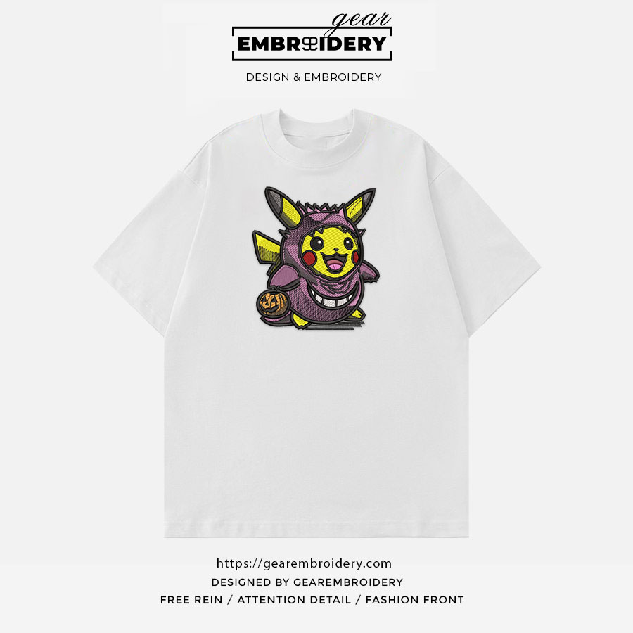 Pikachu haloween Pokemon Embroidered Design Personalized Embroidered T Shirt Sweatshirt Hoodie Clothing PKM037