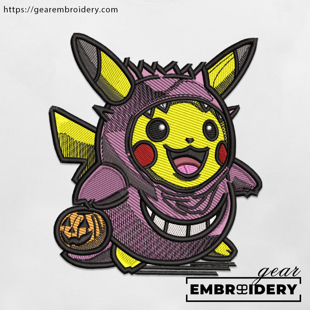 Pikachu haloween Pokemon Embroidered Design Personalized Embroidered T Shirt Sweatshirt Hoodie Clothing PKM037