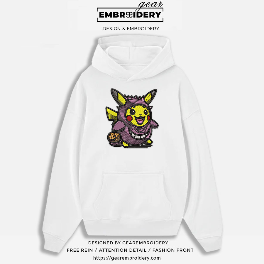 Pikachu haloween Pokemon Embroidered Design Personalized Embroidered T Shirt Sweatshirt Hoodie Clothing PKM037
