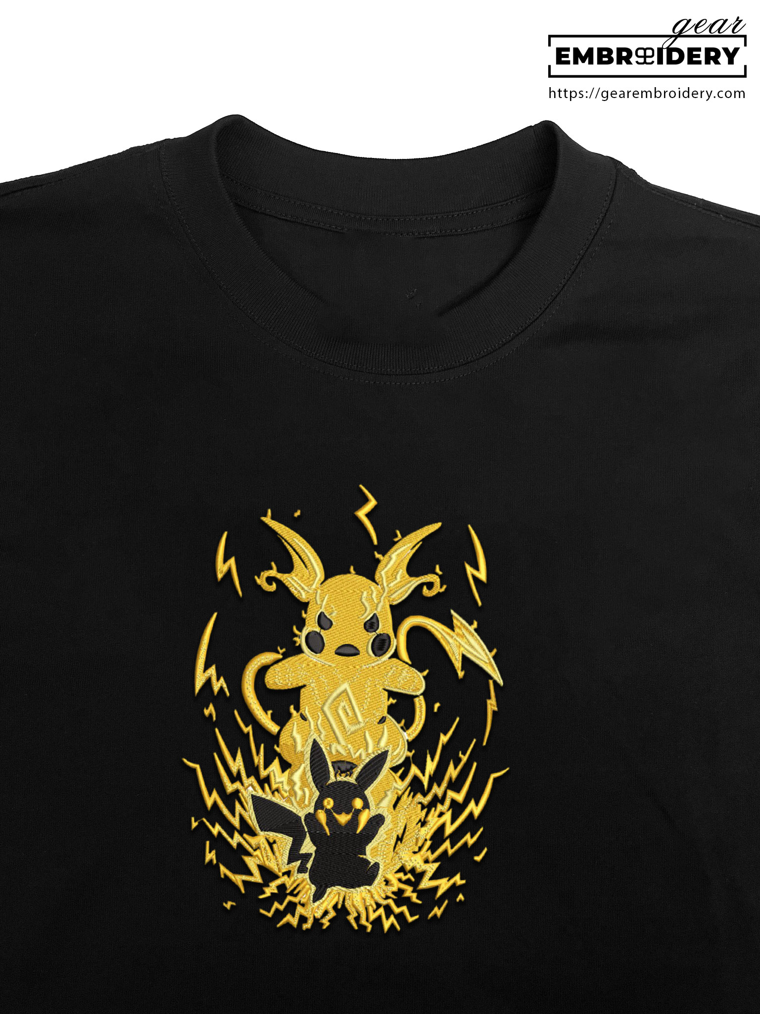 Pikachu shock Pokemon Embroidered Design Personalized Embroidered T Shirt Sweatshirt Hoodie Clothing PKM038