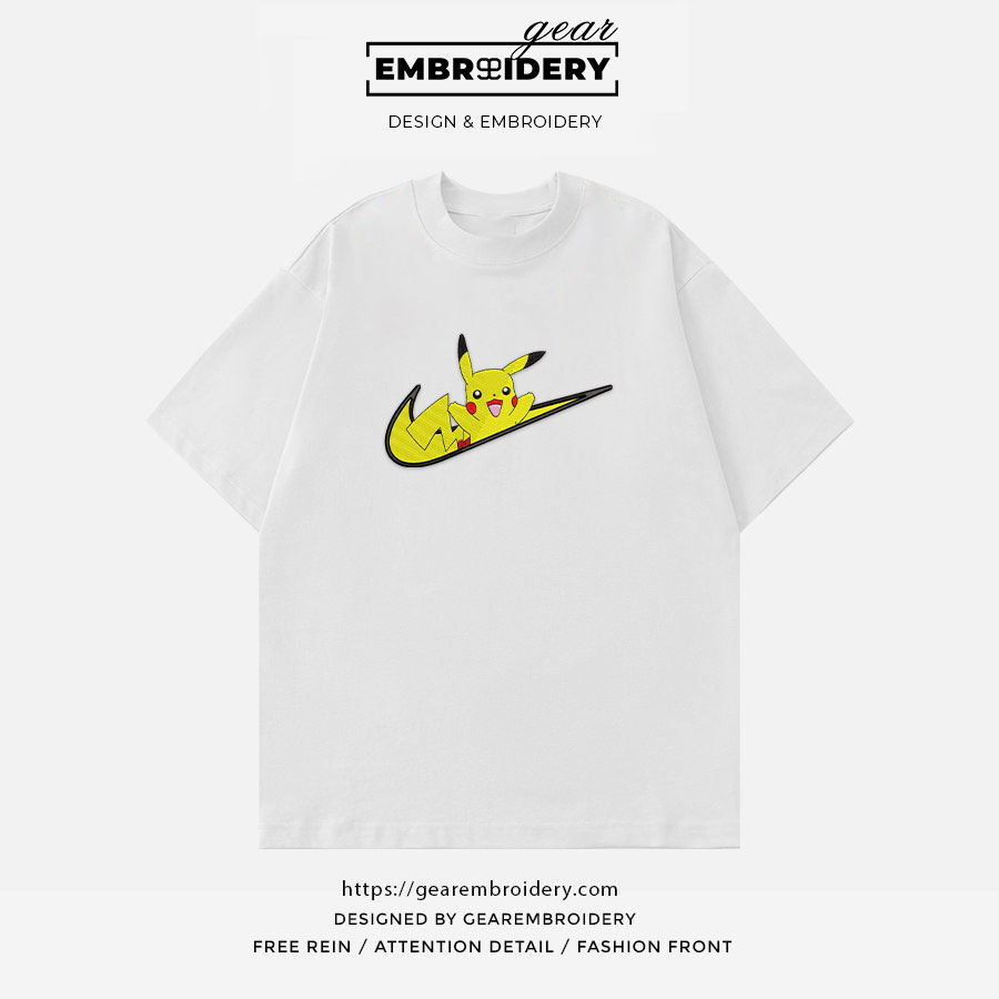 Pikachu swoosh nike Pokemon Anime Embroidered Design Personalized Embroidered T Shirt Sweatshirt Hoodie Clothing PKM039
