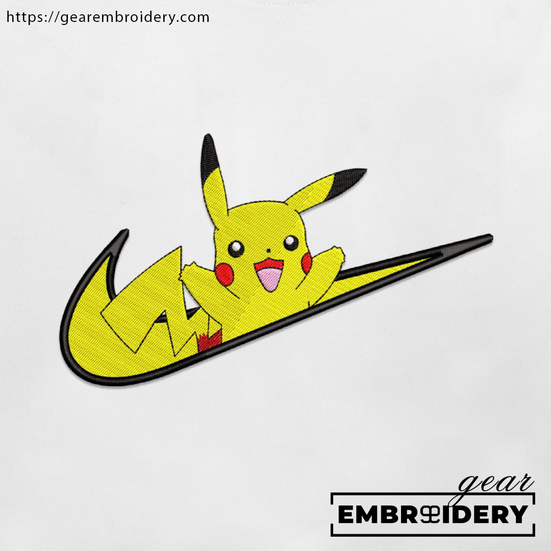 Pikachu swoosh nike Pokemon Anime Embroidered Design Personalized Embroidered T Shirt Sweatshirt Hoodie Clothing PKM039