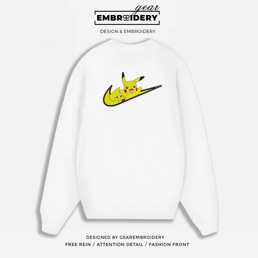 Pikachu swoosh nike Pokemon Anime Embroidered Design Personalized Embroidered T Shirt Sweatshirt Hoodie Clothing PKM039