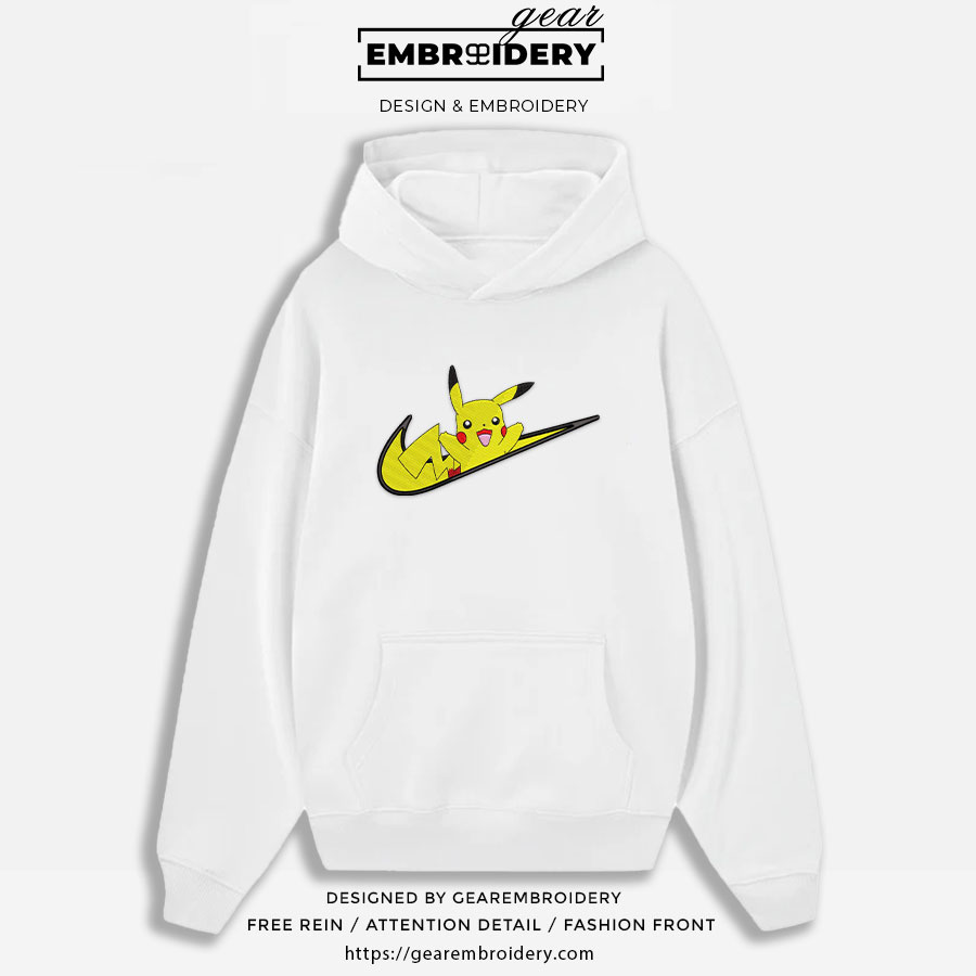 Pikachu swoosh nike Pokemon Anime Embroidered Design Personalized Embroidered T Shirt Sweatshirt Hoodie Clothing PKM039