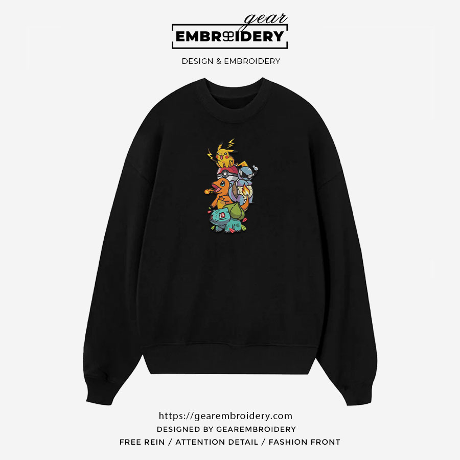 Pokemon Pokemon Embroidered Design Personalized Embroidered T Shirt Sweatshirt Hoodie Clothing PKM044