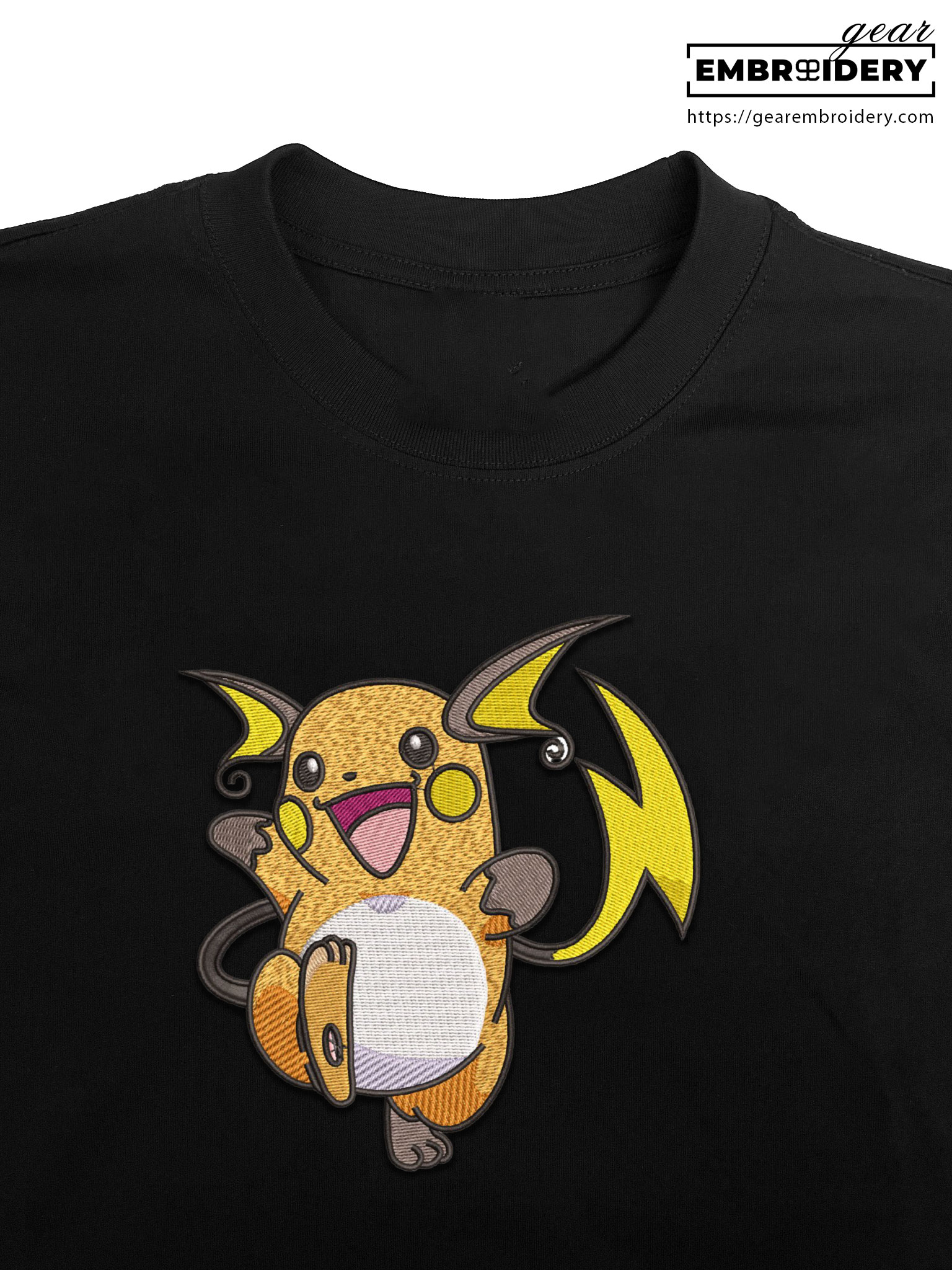 Raichu Pokemon Embroidered Design Personalized Embroidered T Shirt Sweatshirt Hoodie Clothing PKM045