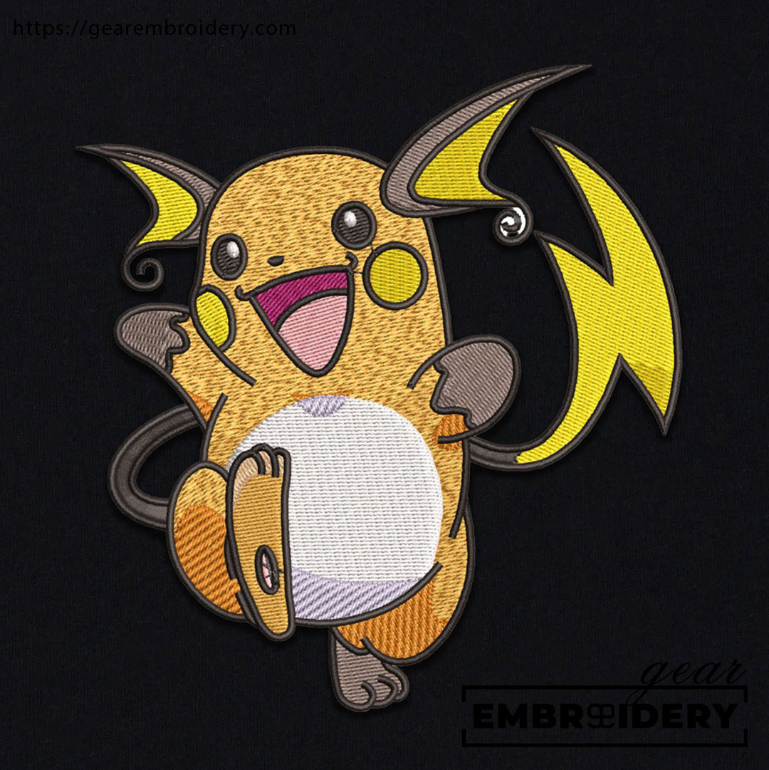 Raichu Pokemon Embroidered Design Personalized Embroidered T Shirt Sweatshirt Hoodie Clothing PKM045