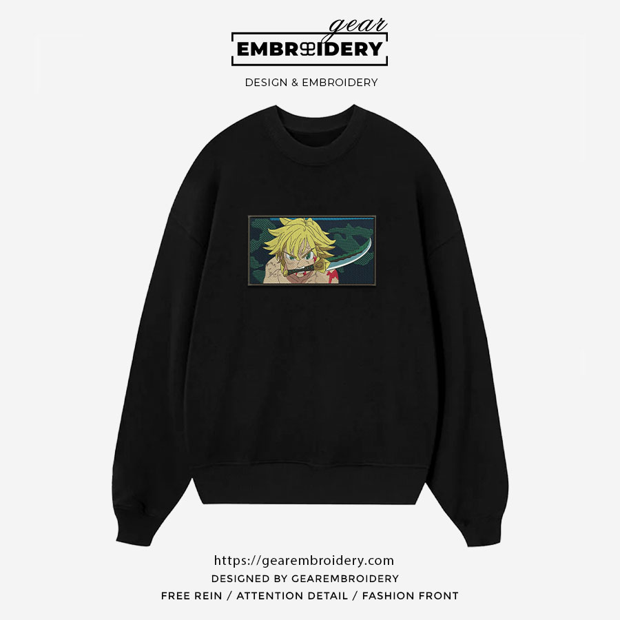 Melodias Seven Deadly Sins Anime Embroidered Design Personalized Embroidered T Shirt Sweatshirt Hoodie Clothing SDS006