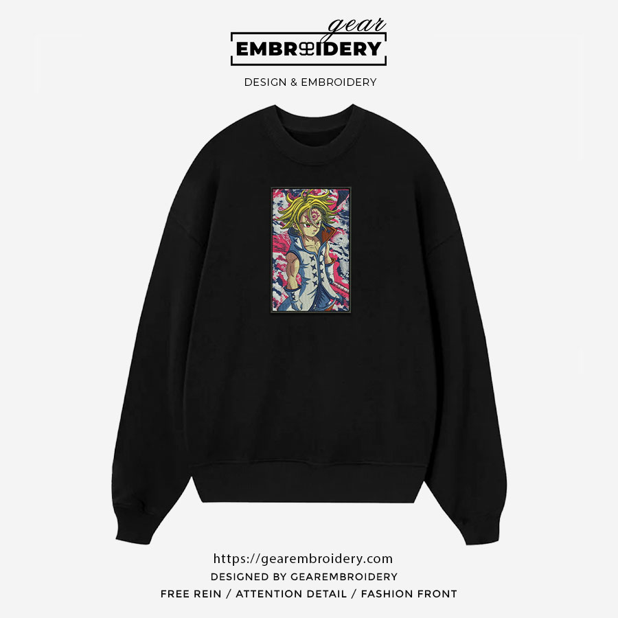 Melodias Seven Deadly Sins Anime Embroidered Design Personalized Embroidered T Shirt Sweatshirt Hoodie Clothing SDS007