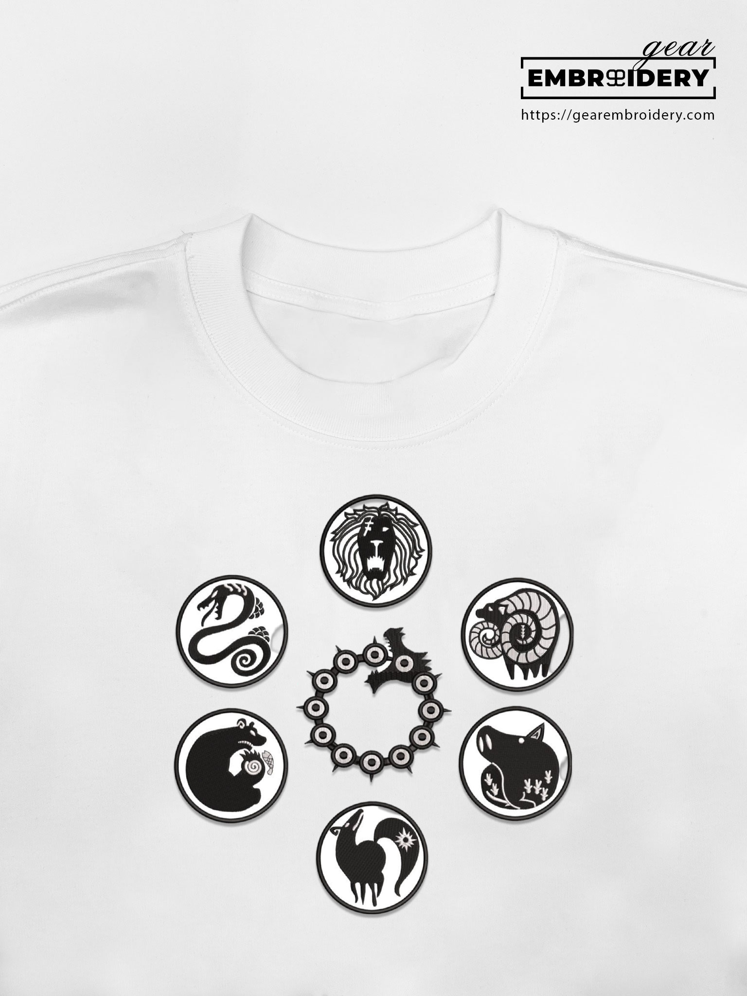 Seven capital sins logo Seven Deadly Sins Anime Embroidered Design Personalized Embroidered T Shirt Sweatshirt Hoodie Clothing SDS009