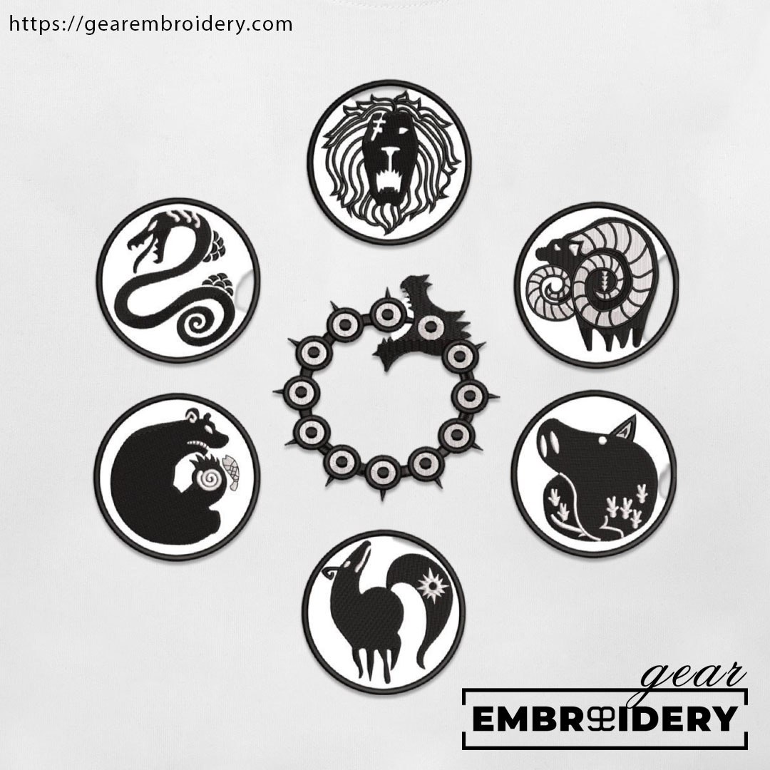 Seven capital sins logo Seven Deadly Sins Anime Embroidered Design Personalized Embroidered T Shirt Sweatshirt Hoodie Clothing SDS009