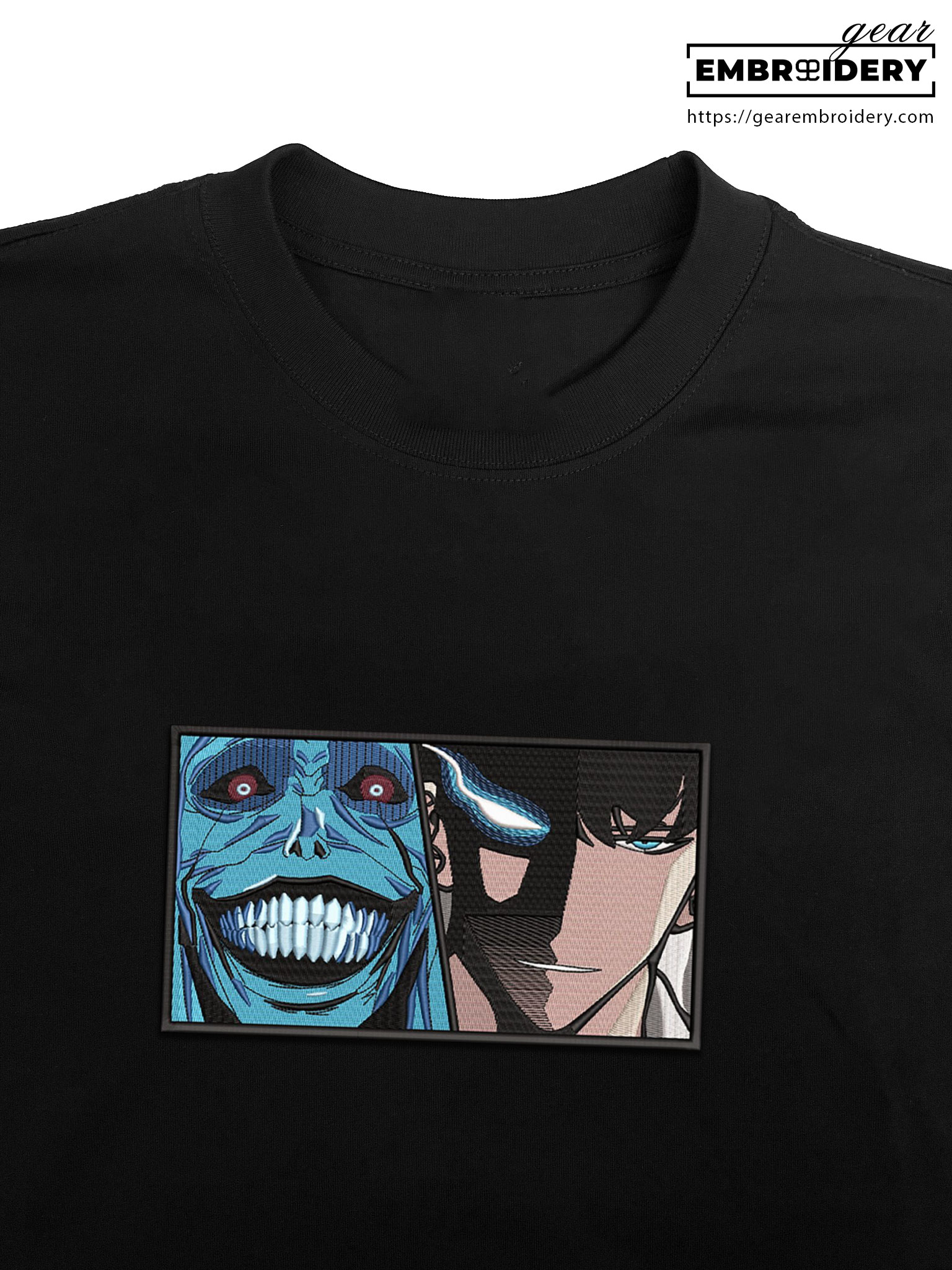 Jinwoo x statue god Solo Leveling Anime Embroidered Design Personalized Embroidered T Shirt Sweatshirt Hoodie Clothing SL003