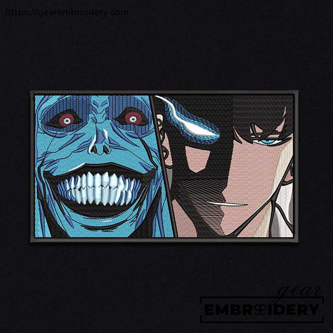 Jinwoo x statue god Solo Leveling Anime Embroidered Design Personalized Embroidered T Shirt Sweatshirt Hoodie Clothing SL003