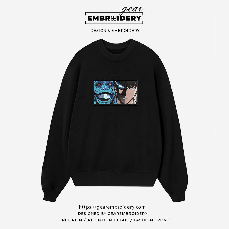 Jinwoo x statue god Solo Leveling Anime Embroidered Design Personalized Embroidered T Shirt Sweatshirt Hoodie Clothing SL003