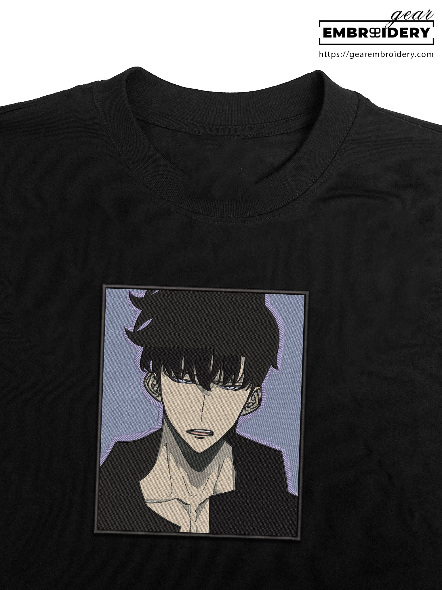 Sung jinwoo Solo Leveling Anime Embroidered Design Personalized Embroidered T Shirt Sweatshirt Hoodie Clothing SL006