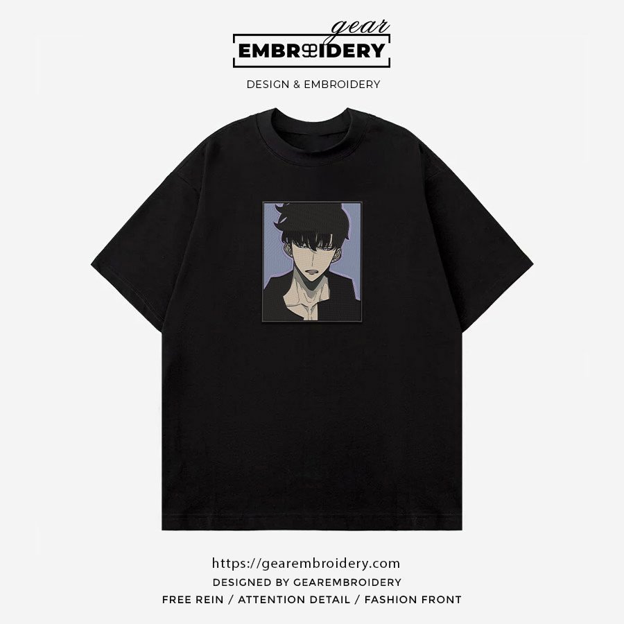 Sung jinwoo Solo Leveling Anime Embroidered Design Personalized Embroidered T Shirt Sweatshirt Hoodie Clothing SL006